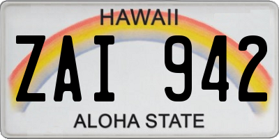 HI license plate ZAI942