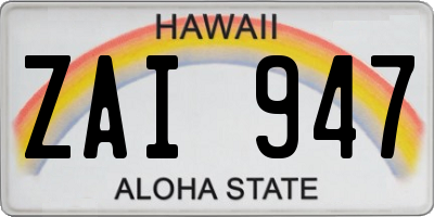 HI license plate ZAI947