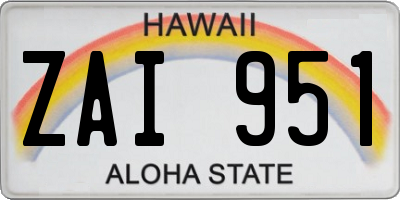 HI license plate ZAI951