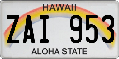 HI license plate ZAI953