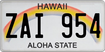 HI license plate ZAI954