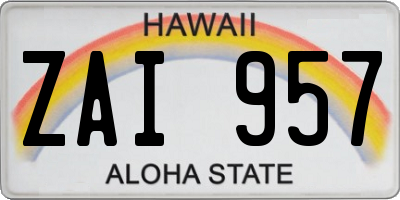 HI license plate ZAI957