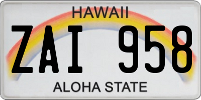 HI license plate ZAI958