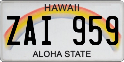 HI license plate ZAI959