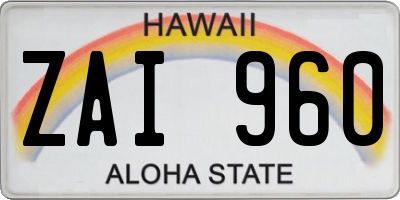 HI license plate ZAI960