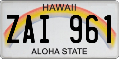 HI license plate ZAI961