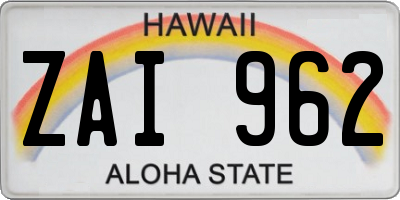 HI license plate ZAI962