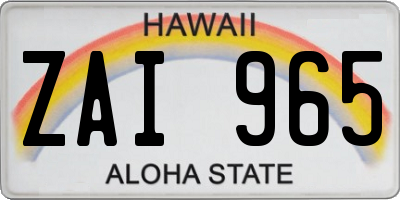 HI license plate ZAI965