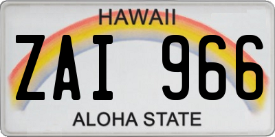 HI license plate ZAI966