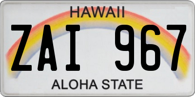 HI license plate ZAI967