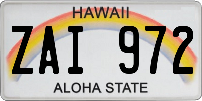HI license plate ZAI972