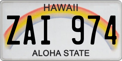 HI license plate ZAI974
