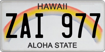 HI license plate ZAI977