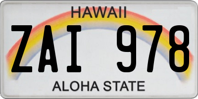 HI license plate ZAI978
