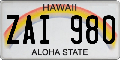 HI license plate ZAI980