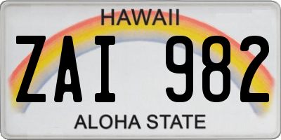 HI license plate ZAI982