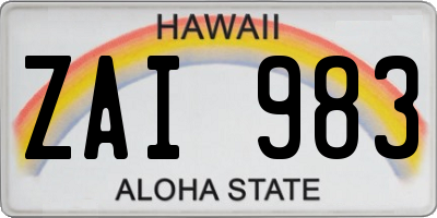 HI license plate ZAI983