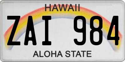 HI license plate ZAI984