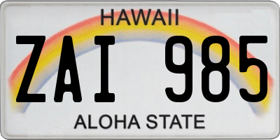 HI license plate ZAI985