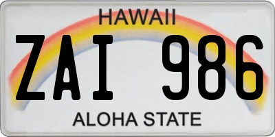 HI license plate ZAI986