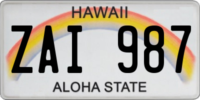 HI license plate ZAI987