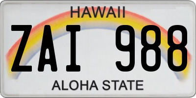 HI license plate ZAI988