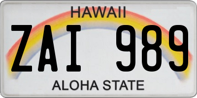 HI license plate ZAI989