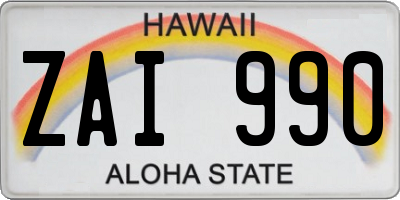 HI license plate ZAI990