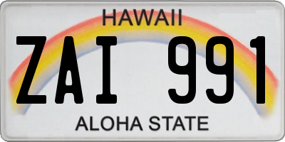 HI license plate ZAI991