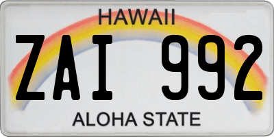 HI license plate ZAI992