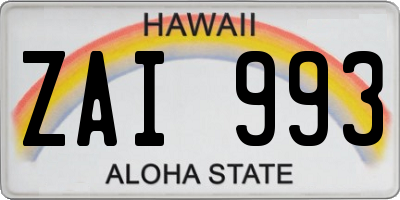 HI license plate ZAI993