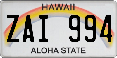 HI license plate ZAI994