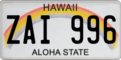 HI license plate ZAI996