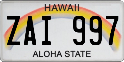 HI license plate ZAI997