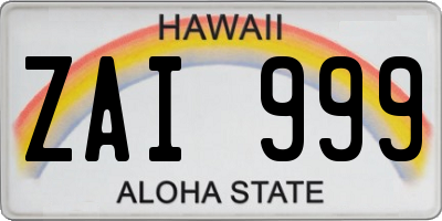 HI license plate ZAI999