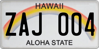 HI license plate ZAJ004