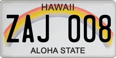 HI license plate ZAJ008
