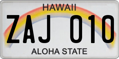 HI license plate ZAJ010
