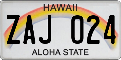 HI license plate ZAJ024