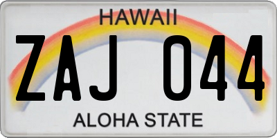 HI license plate ZAJ044