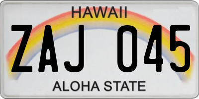 HI license plate ZAJ045