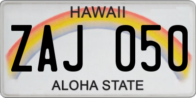 HI license plate ZAJ050