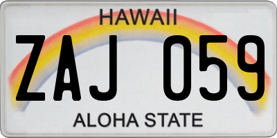 HI license plate ZAJ059