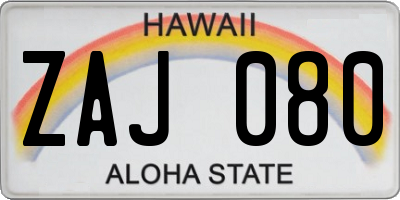 HI license plate ZAJ080