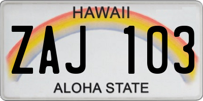 HI license plate ZAJ103
