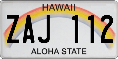 HI license plate ZAJ112