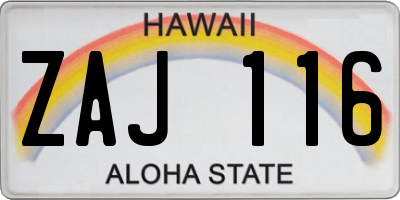 HI license plate ZAJ116