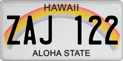 HI license plate ZAJ122