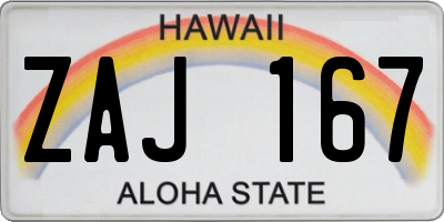 HI license plate ZAJ167