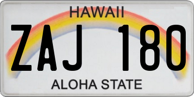 HI license plate ZAJ180